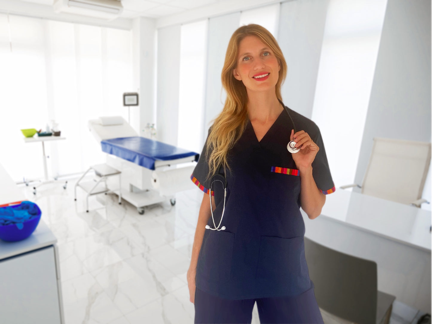 Navy Blue Scrub Top