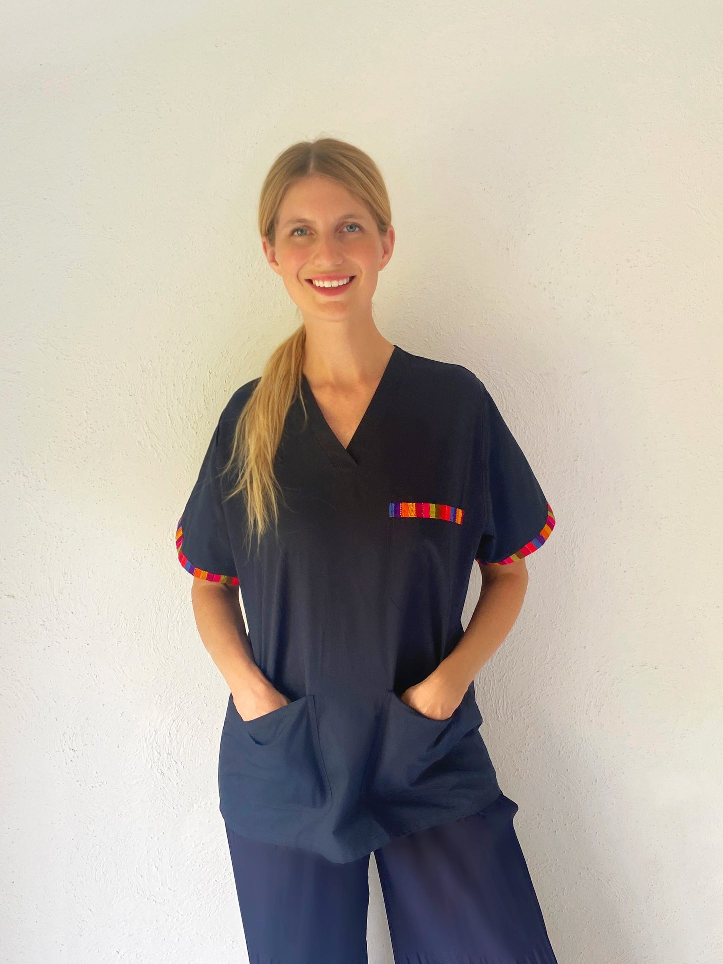 Navy Blue Scrub Top