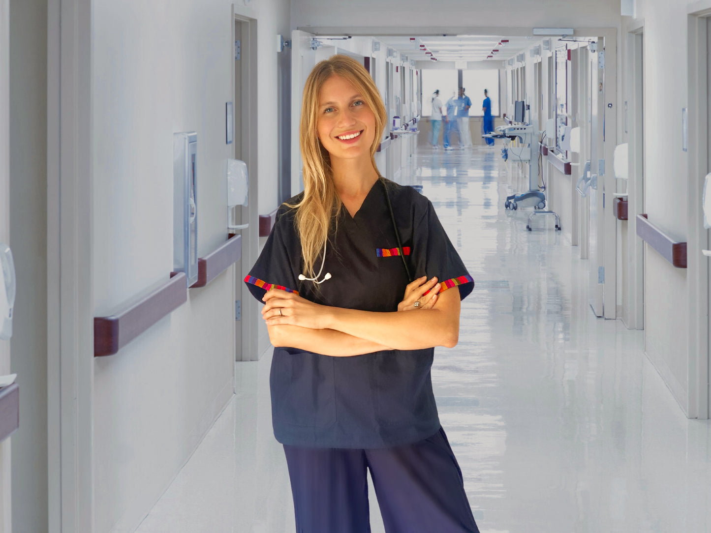 Navy Blue Scrub Top